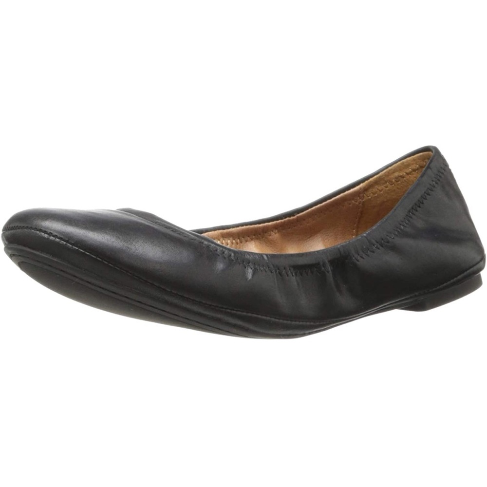 LUCKY BRAND EMMIE BALLET FLAT BLACK LEATHER CRISS CROSS DETAIL ON BACK OF SHOE 7